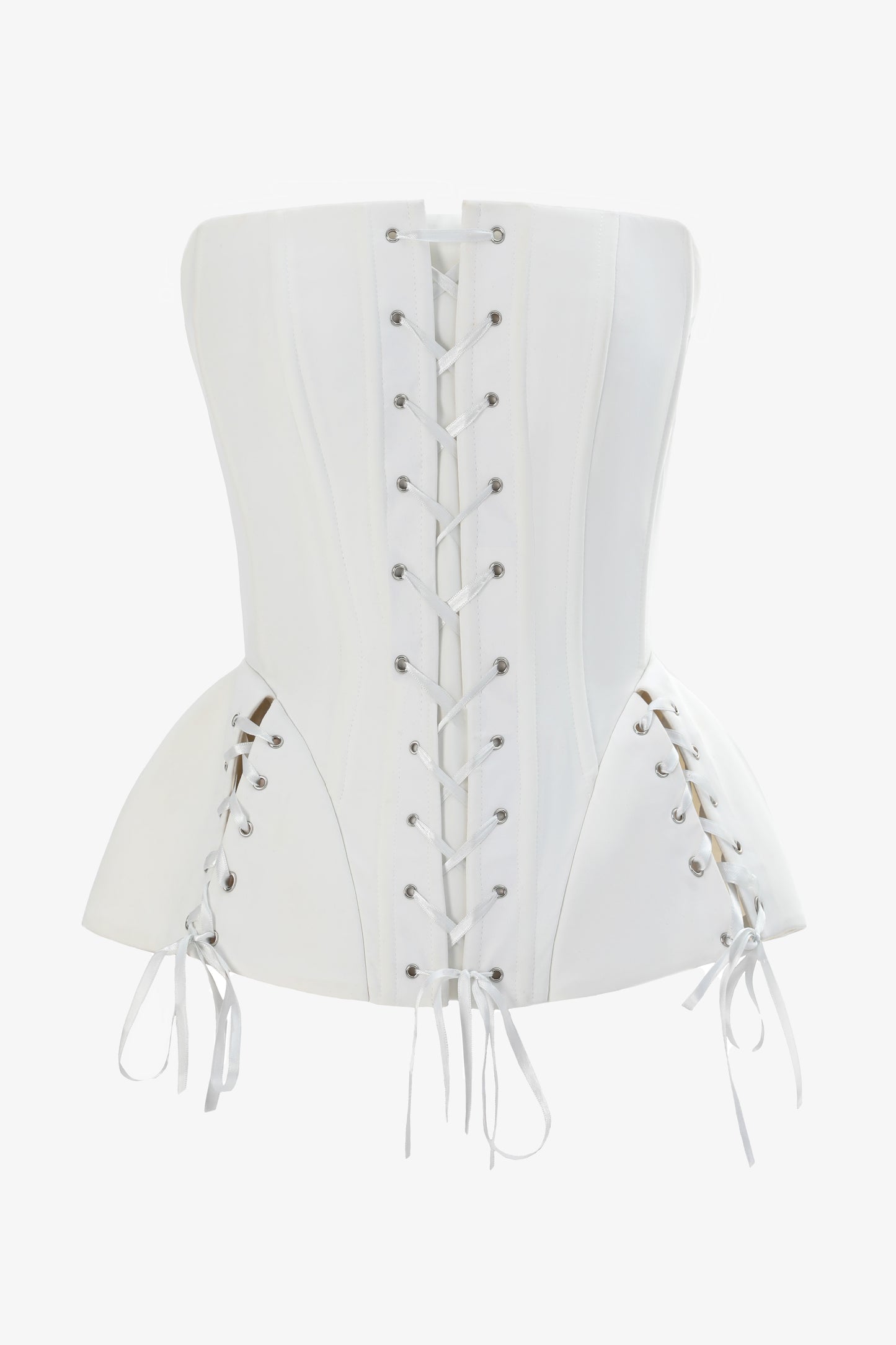 Luxury ivory corset with tailored peplum