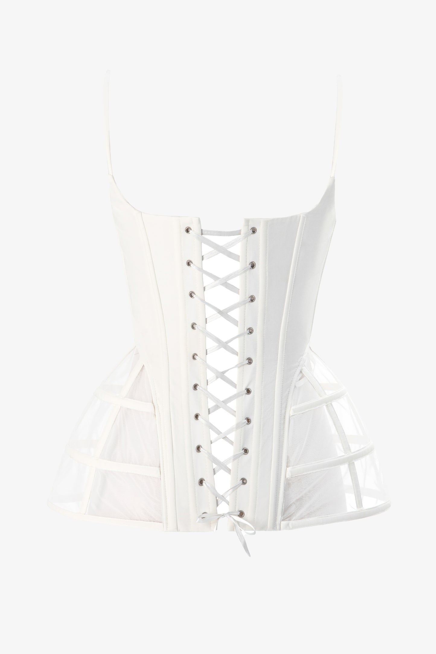 Structured satin corset with adjustable back lacing