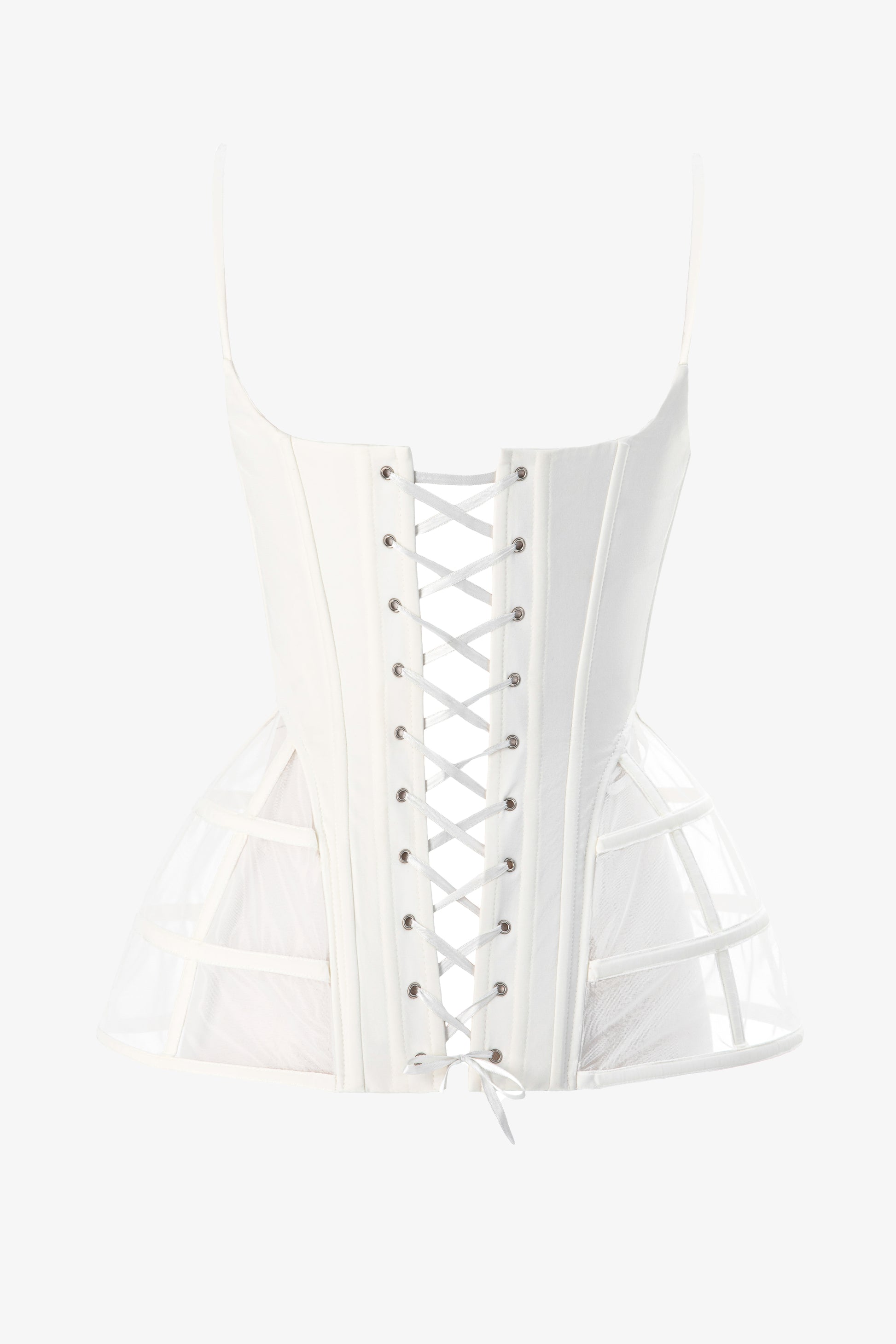 Structured satin corset with adjustable back lacing