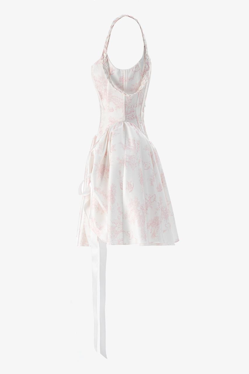 Romantic satin dress with braided strap details