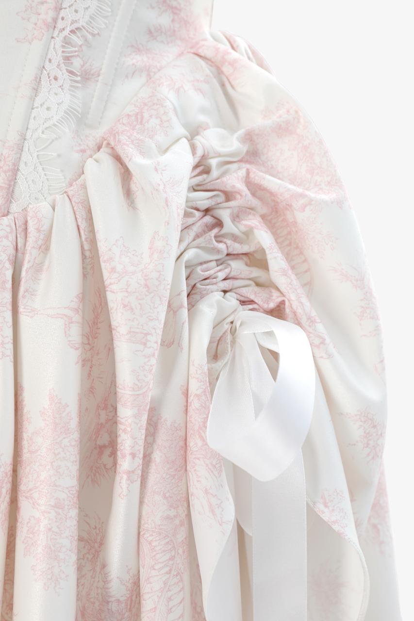 Ivory satin dress details close-up