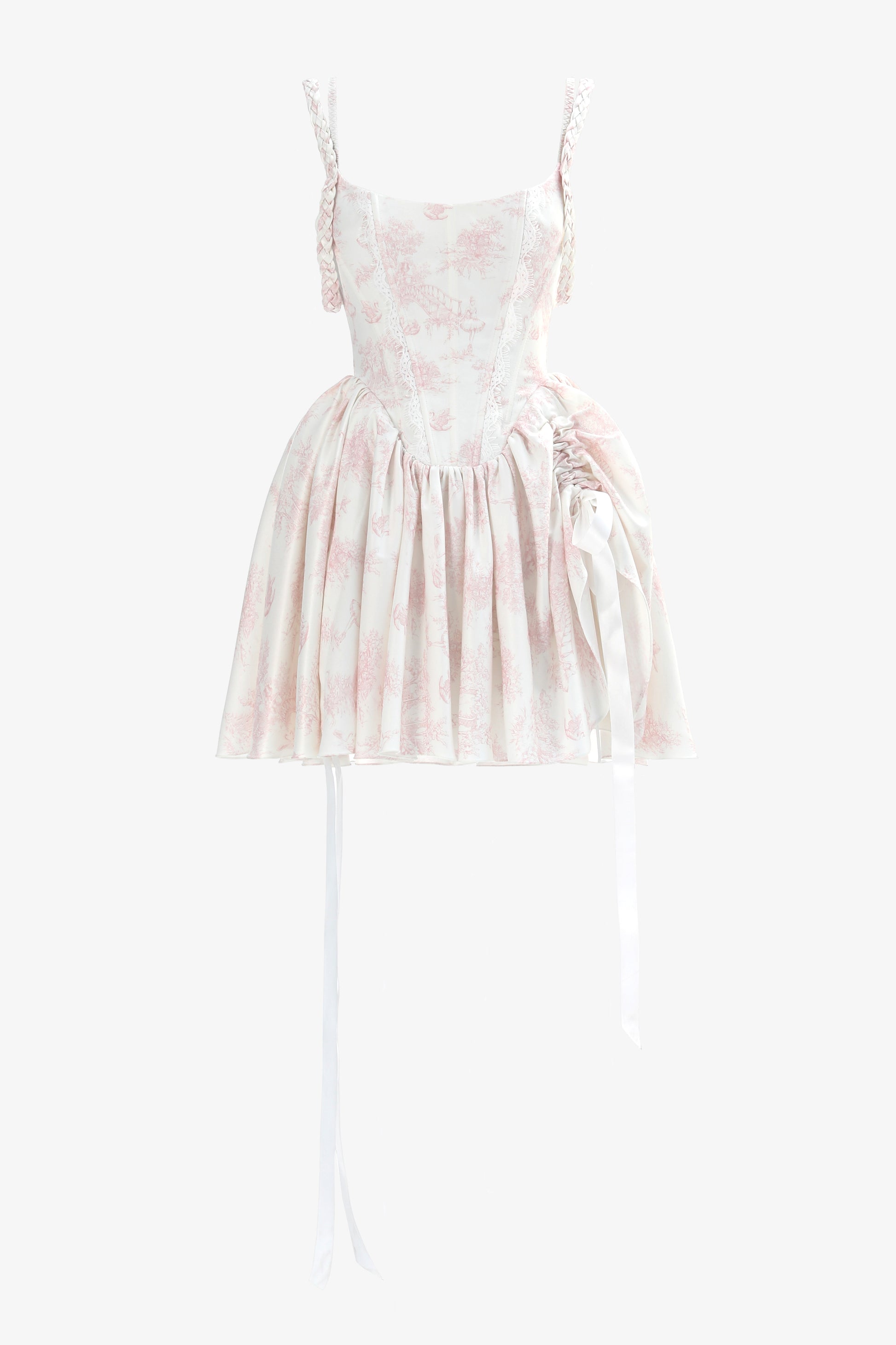Satin mini dress with feminine corset silhouette