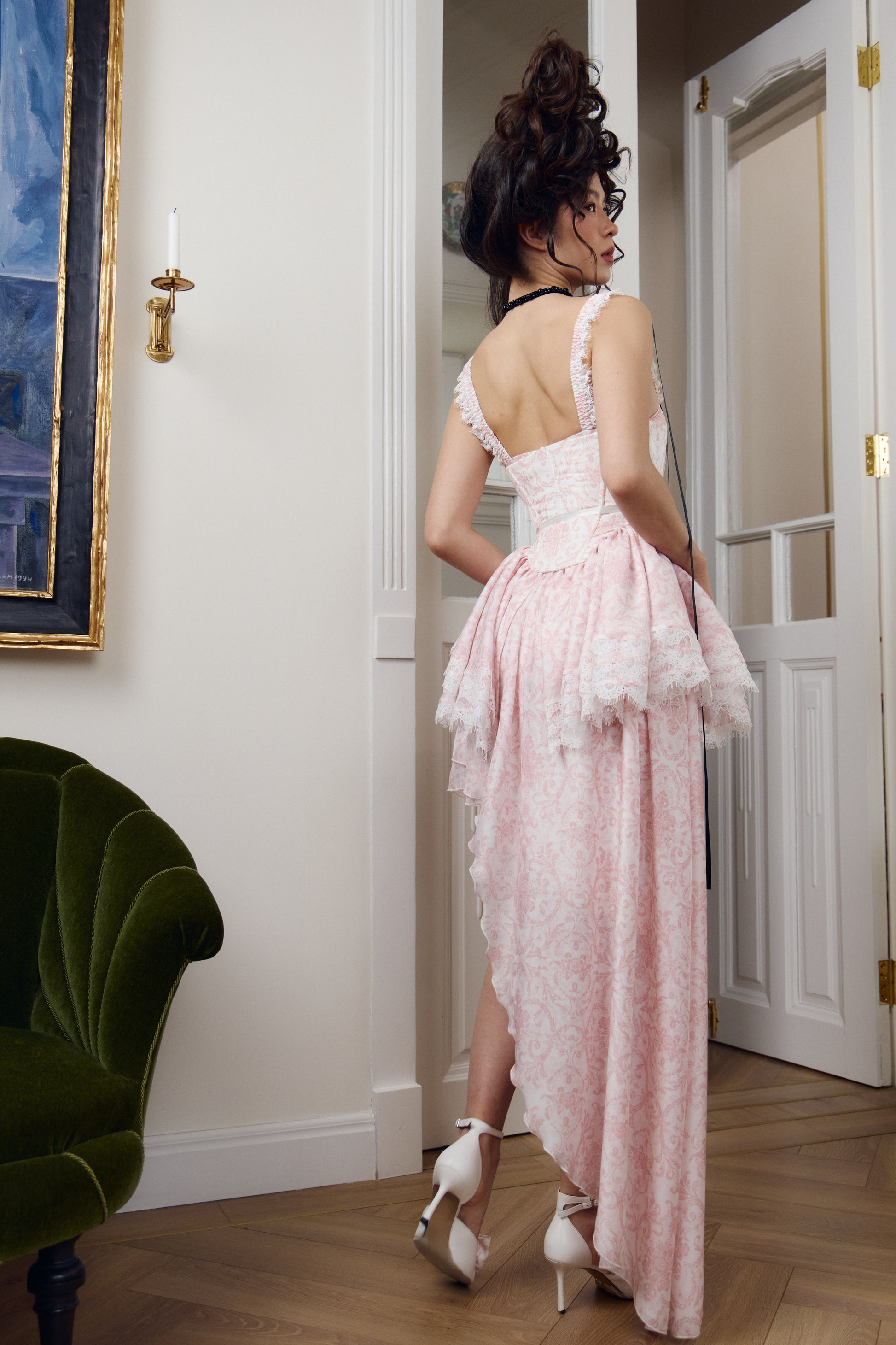 Designer printed corset inspired by Madame du Barry