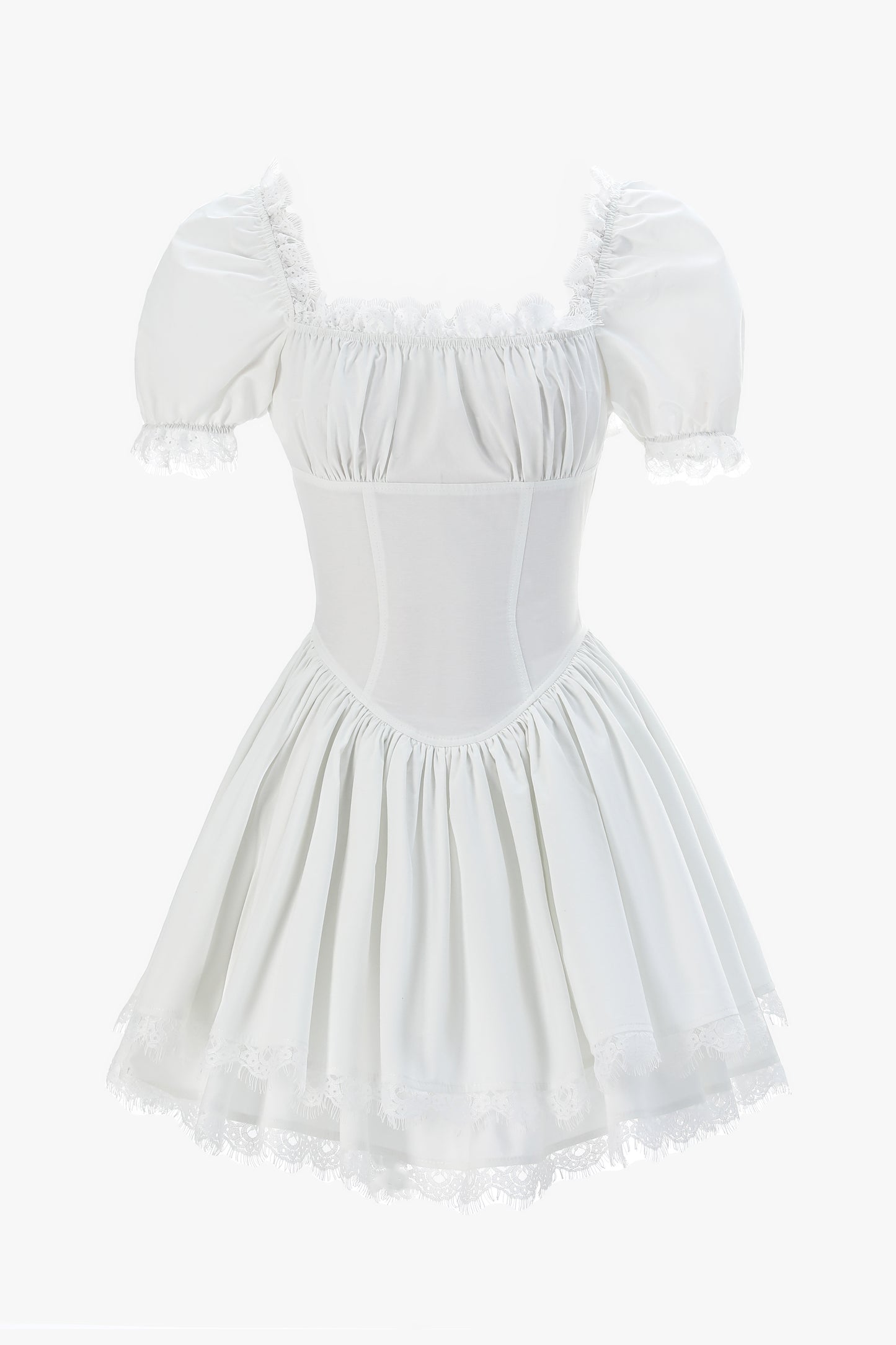 Romantic white dress with puff sleeve detail