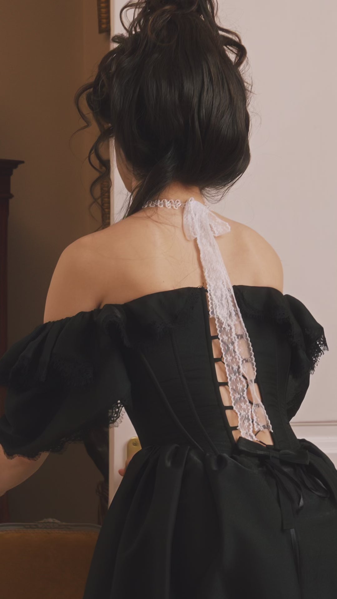 Video view of Lamballe black maxi dress