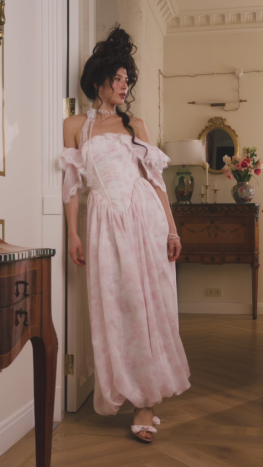 Luxury ivory maxi dress with feminine silhouette video