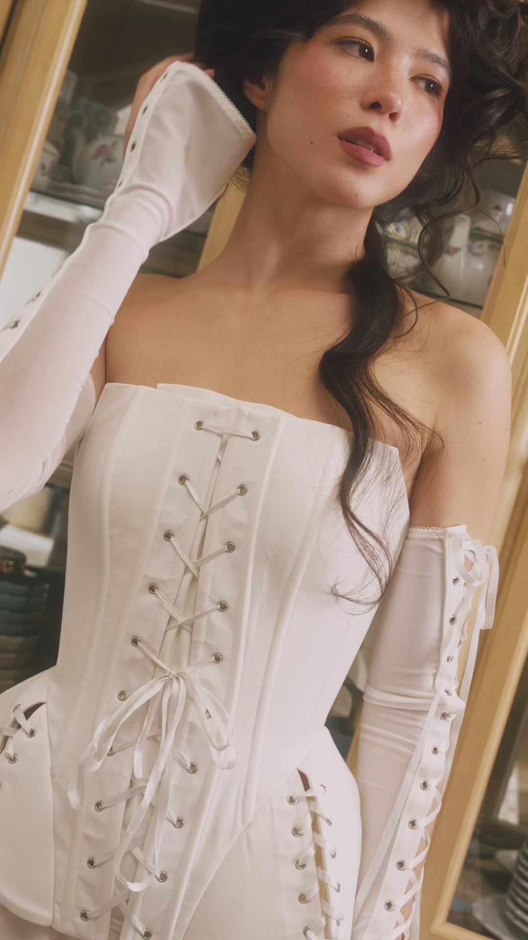 Luxury ivory corset with tailored peplum video